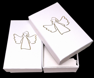 Dárková krabička s andělíčkem, bílá 8x5x2,5 cm