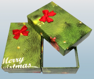 Dárková krabička vánoční, zelená s mašličkou (8 x 5 x 2,5)