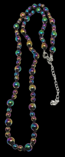 Hematit duhový, kombinovaný náhrdelník s chir. ocelí