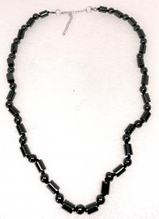 Hematitový náhrdelník s chir.ocelí, 8mm