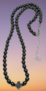 Hematitový náhrdelník s chir. ocelí, možno i jako pánský