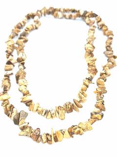 Jaspis obrázkový náhrdelník sekaný,dlouhý cca 85 cm