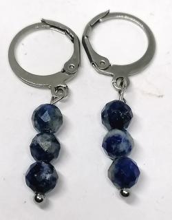 Lapis lazuli naušnice z faset. korálků s chir. ocelí