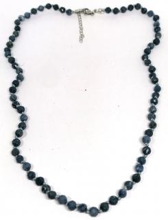 Modrý korál, luxusní náhrdelník z fasetovaných korálků (s chirurgickou ocelí)