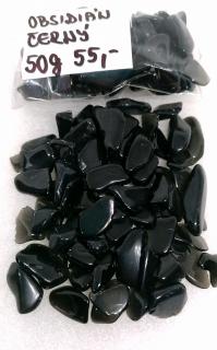 Obsidián černý, chips cca 6-12 mm,50g