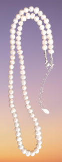 Říční perly bílé, nejdrobnější v nabídce s chirurgickou ocelí (luxusní provedení, 43-44 cm)