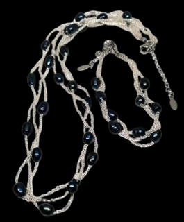 Říční perly propletené, elegantní černé (s chirurgickou ocelí)