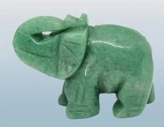 Slon pro štěstí z avanturínu zeleného 5 x 3,5 cm