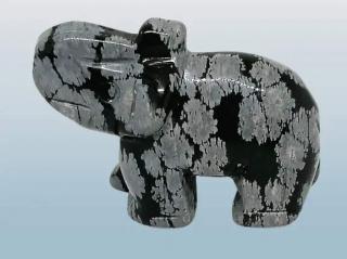 Slon pro štěstí z obsidiánu vločkového 4 x 2,5 cm