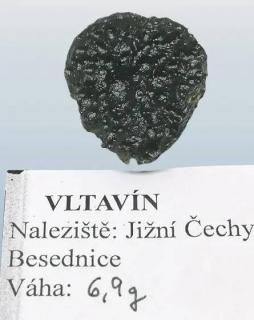 Vltavín z Besednice, velmi pěkný 6,9 g