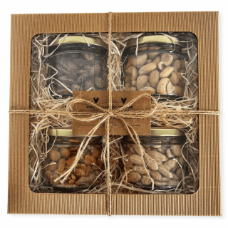 Dárková krabice - slané ořechy ve skle