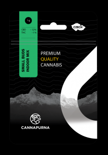 Cannapurna CBD květy konopí 12 % Small Buds Indoor CBD Mix - 1 % THC Hmotnost: 1 g