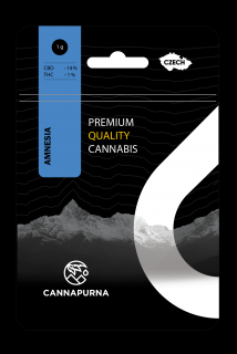 Cannapurna CBD květy konopí 14 % Amnesia indoor - 1 % THC Hmotnost: 1 g