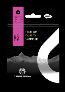 Cannapurna CBDV květy konopí 15 % Tutti Frutti outdoor - 1 % THC Hmotnost: 1 g