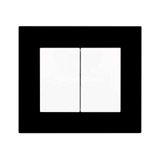 Dvojitý vypínač Obzor DECENTE - PLEXI Schéma zapojení: Přepínač sériový, řazení 5 (klasický dvojvypínač), Varianty: Rám: Plexi černá, Kryt: bílý lesk