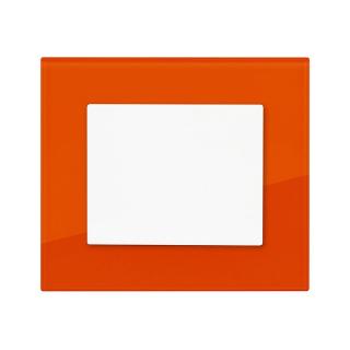 Skleněný vypínač Obzor DECENTE - SKLO (komplet) Schéma zapojení: Vypínač dvojpólový, řazení 2, Varianty: Rám: Sklo cihlově oranžová, Kryt: bílý lesk
