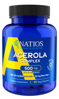 NATIOS Acerola Complex, 500 mg, (vitamín C, imunita) 90 veganských kapslí