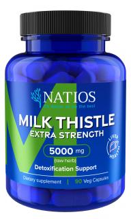 NATIOS Milk Thistle Extract, Ostropestřec, 5000 mg, Extra Strength, (zdravá funkce jater) 90 veganských kapslí