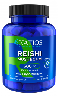 NATIOS Reishi Extract, 500 mg, 40% polysaccharides, (imunitní systém) 90 veganských kapslí