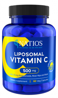 NATIOS Vitamin C Liposomální, 500 mg, (tvorba kolagenu, imunita, ochrana buněk) 60 veganských kapslí