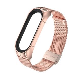 Mi Band 3/4/5/6 Milánský tah - náhradní náramek se zapínáním Rose Gold