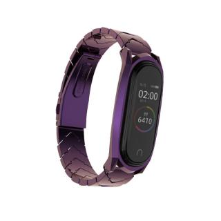 Mi Band 3/4/5/6 náhradní řemínek - V Style celokovový Fialová