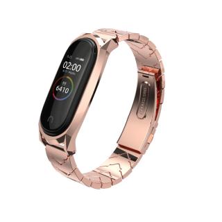 Mi Band 3/4/5/6 náhradní řemínek - V Style celokovový Růžové zlato