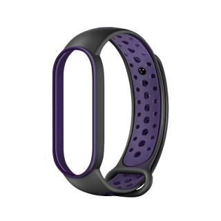 Mi Band 5/6 náhradní náramek - Sportovní prodyšný perforovaný černo-fialová