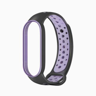 Mi Band 5/6 náhradní náramek - Sportovní prodyšný perforovaný černo-světle-fialová