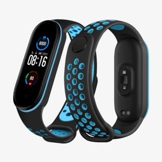 Mi Band 5/6 náhradní náramek - Sportovní prodyšný perforovaný černo-tyrkys