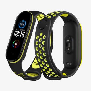 Mi Band 5/6 náhradní náramek - Sportovní prodyšný perforovaný černo-zelená