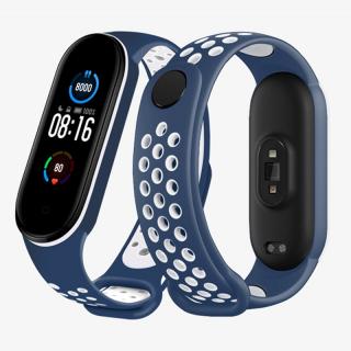 Mi Band 5/6 náhradní náramek - Sportovní prodyšný perforovaný modro-bílá