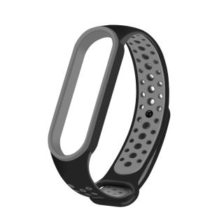 Mi Band 7 náhradní náramek - Sportovní prodyšný perforovaný černo-šedá