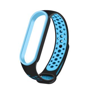 Mi Band 7 náhradní náramek - Sportovní prodyšný perforovaný černo-tyrkys