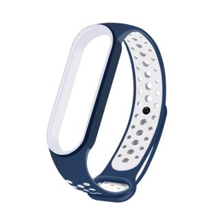 Mi Band 7 náhradní náramek - Sportovní prodyšný perforovaný modro-bílá