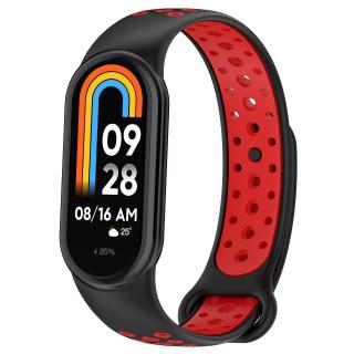 Mi Band 8 náhradní náramek - Sportovní prodyšný perforovaný Černo červená