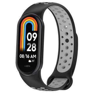 Mi Band 8 náhradní náramek - Sportovní prodyšný perforovaný Černo šedá