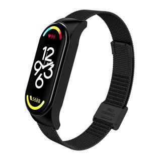 Milánský tah - kovový náhradní řemínek pro Mi Band 7 se zapínáním Černá