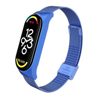 Milánský tah - kovový náhradní řemínek pro Mi Band 7 se zapínáním Modrá