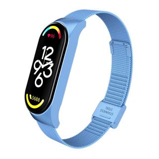 Milánský tah - kovový náhradní řemínek pro Mi Band 7 se zapínáním Světle modrá