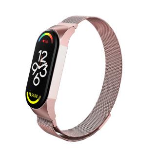 Milánský tah magnetický - kovový náhradní řemínek pro Mi Band 7 Rose Růžová