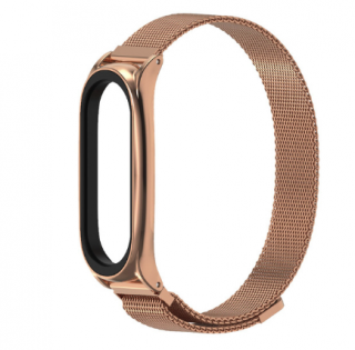 Milánský tah - Mi Band 7 kovový náramek - Magnetický Rose Gold