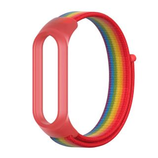 Nylon - Mi Band 5/6 náhradní náramek na suchý zip Duha průhledná