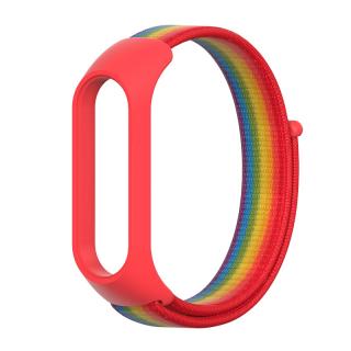 Nylon - Mi Band 5/6 náhradní náramek na suchý zip Duha