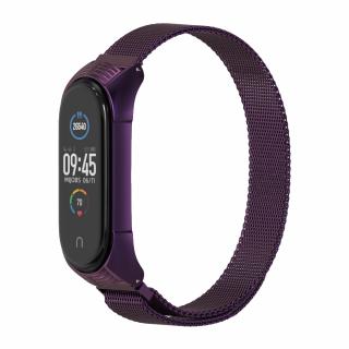 Xiaomi Mi Band 3/4/5/6 Milánský tah magnetický náhradní náramek Fialová