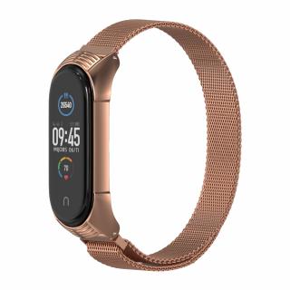 Xiaomi Mi Band 3/4/5/6 Milánský tah magnetický náhradní náramek Rose Gold