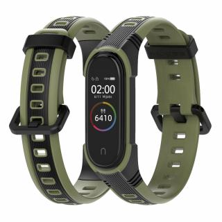 Xiaomi Mi Band 3/4 náhradní náramek - Design Černá-army zelená