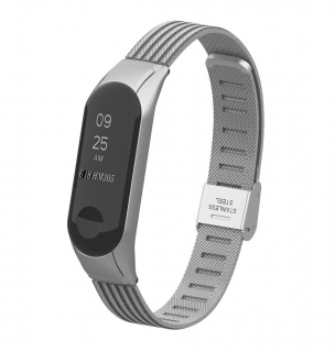 Xiaomi Mi Band 3/4 náhradní náramek - MT celokovový Stříbrná