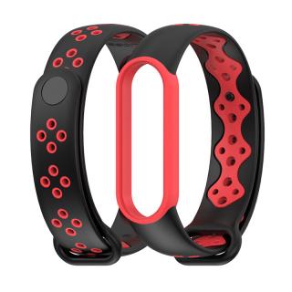 Xiaomi Mi Band 5/6 náhradní náramek - Dvoubarevný sportovní Černá-červená