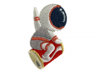 Nalepovací nášivka Astronaut letí na plechovce  5,3 x 2,7 cm